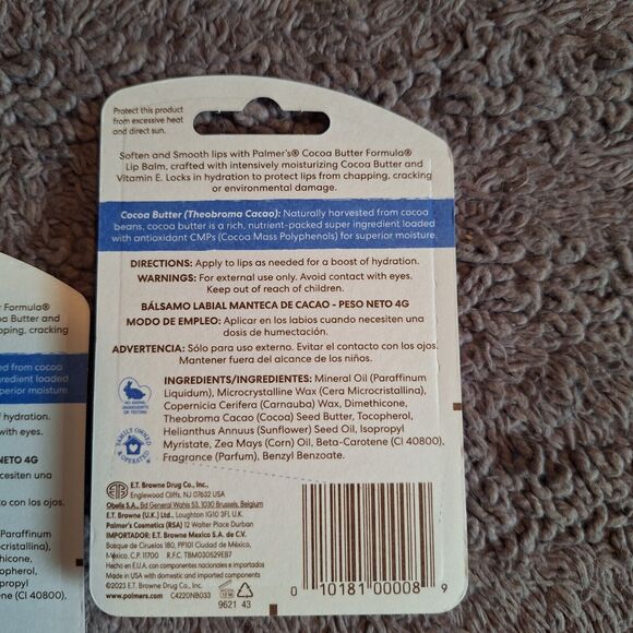 2 Pack Palmers Cocoa Butter Formula W/ Vitamin E Lip Balm 48 Hour Moisture - Picture 4 of 4